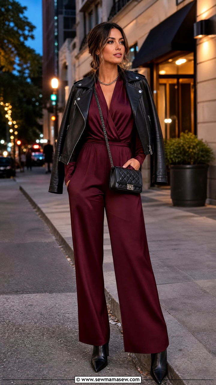 How to style a jumpsuit with a leather jacket - 25 how to style jumpsuit