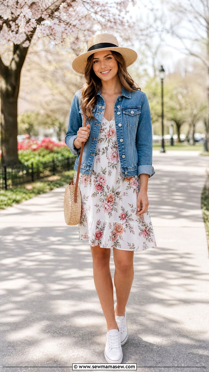 How to style a wide brim hat with a denim jacket and sundress - 25 How to style a wide brim hat