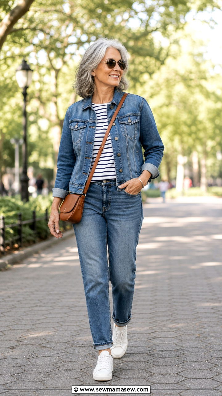 How to style white sneakers with a denim jacket and jeans - 20 How to style white sneakers over 50