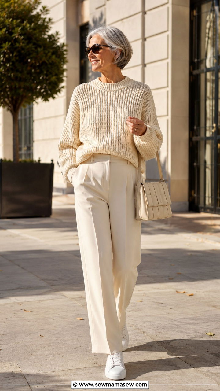 How to style white sneakers with a monochrome outfit - 20 How to style white sneakers over 50