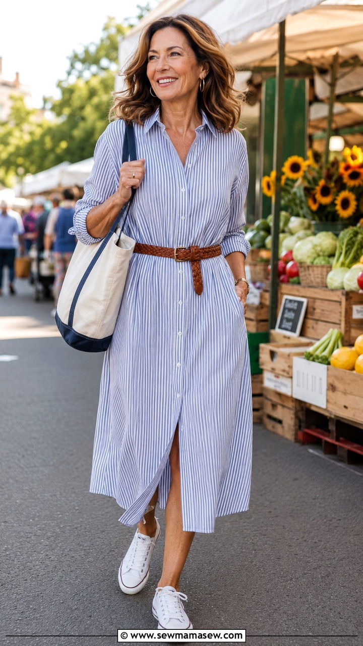 How to style white sneakers with a shirtdress - 20 How to style white sneakers over 50
