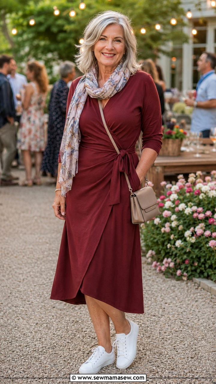 How to style white sneakers with a wrap dress - 20 How to style white sneakers over 50