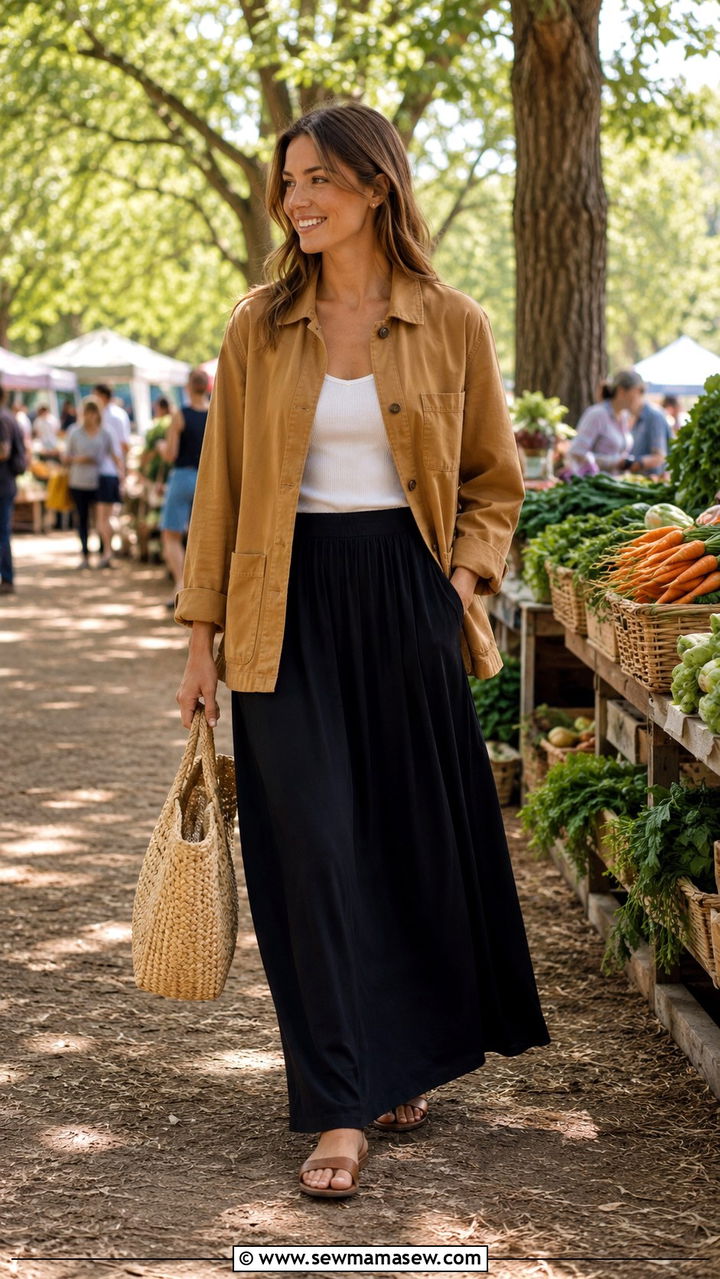 How to wear a chore coat with a maxi skirt - 30 how to style jacket outfits