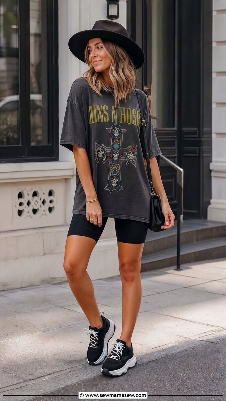 How to wear a wide brim hat with a graphic tee and biker shorts - 25 How to style a wide brim hat