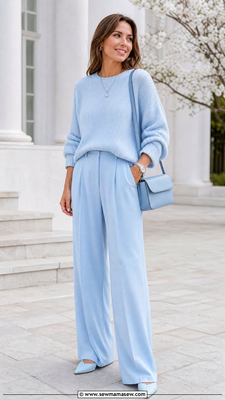 Icy Blue Monochrome Outfit - 30 Fashion trends 2026 outfits