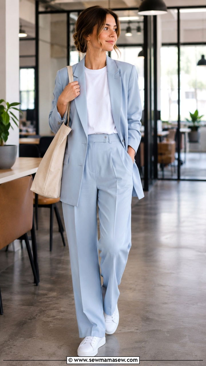Icy Blue Suit Set Outfit - 20 Spring 2026 color trends