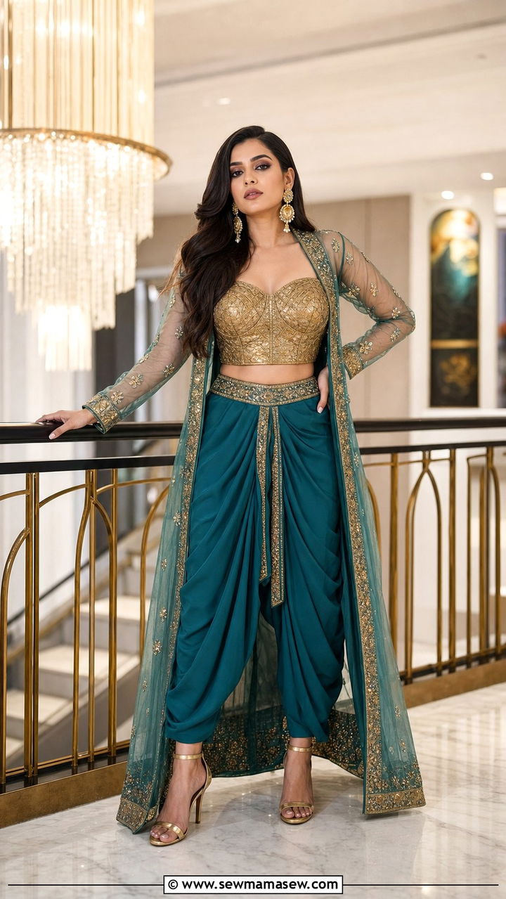 Indo Western Dhoti Set With Crop Top - 25 Eid outfit ideas for women 2026