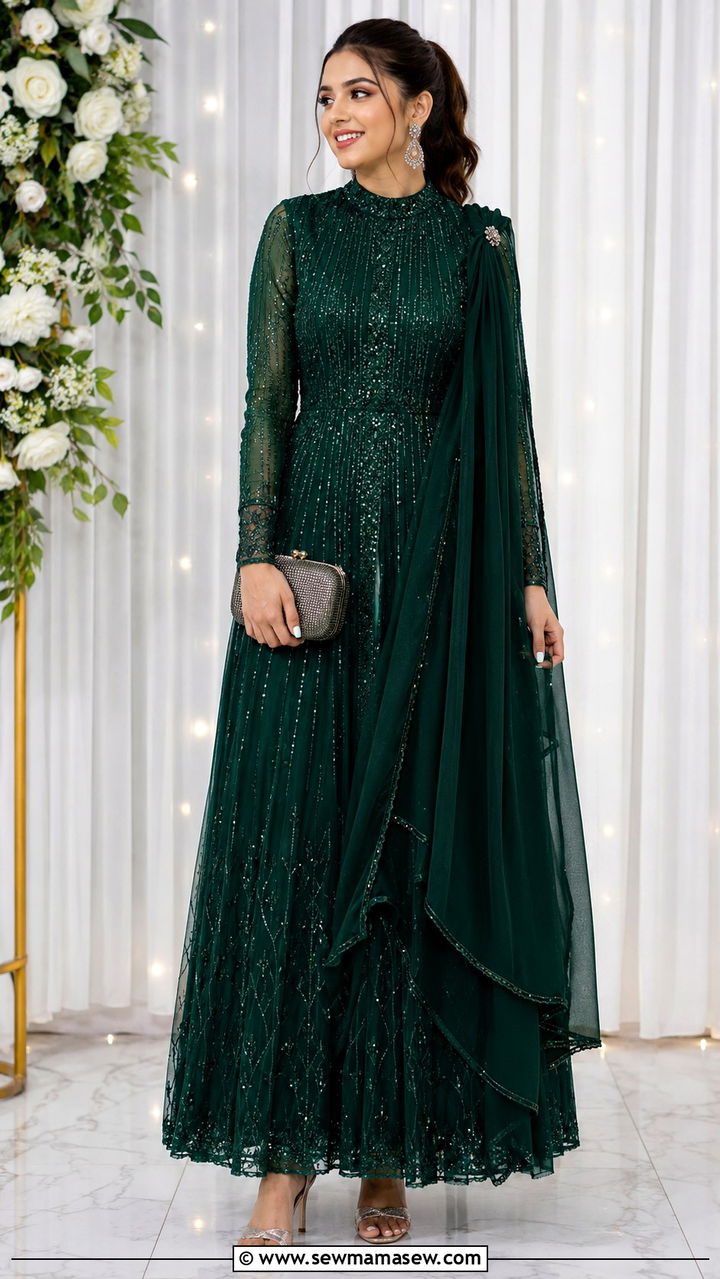 Indo Western Floor Length Gown - 20 Modest outfit ideas for Henna night