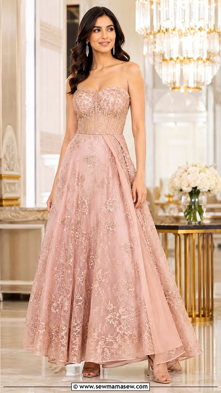 Indo Western Gown for Sangeet - 25 Wedding guest outfit ideas Sangeet ceremony