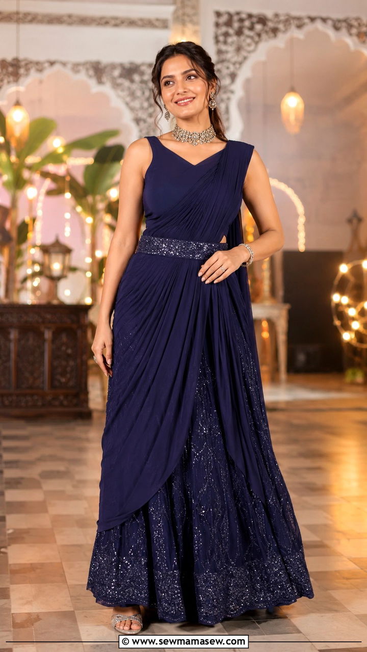 Indo western saree gown - 30 Navratri outfit ideas