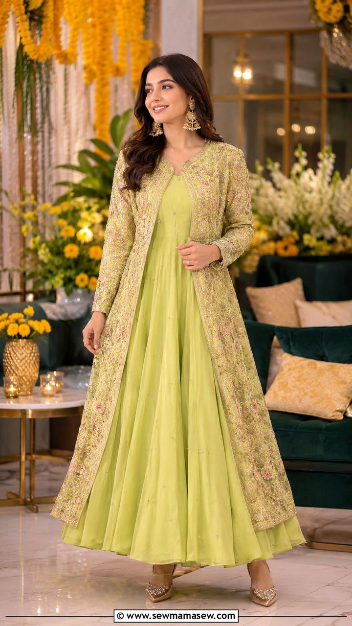 Indowestern Jacket Anarkali Outfit - 25 Mehndi outfit ideas 2026