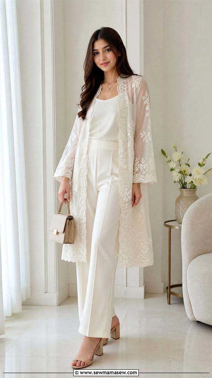 Ivory Co ord Set with Embroidered Jacket - 30 Eid outfit ideas for teens