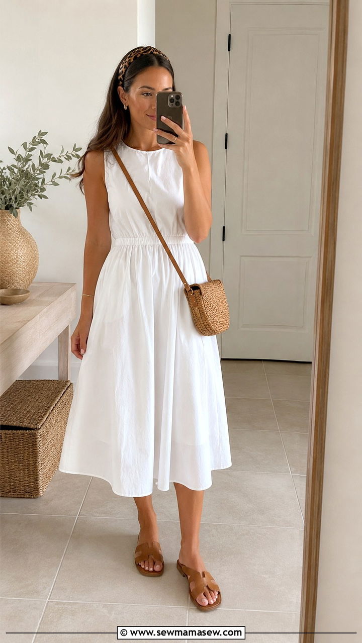 Ivory Silk Blouse And Pleated Midi Skirt With Headband - 25 Old money outfit ideas with headband