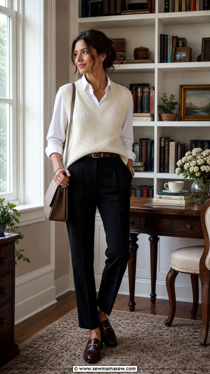 Ivory Sweater Vest With White Shirt - 30 Ivory outfit ideas