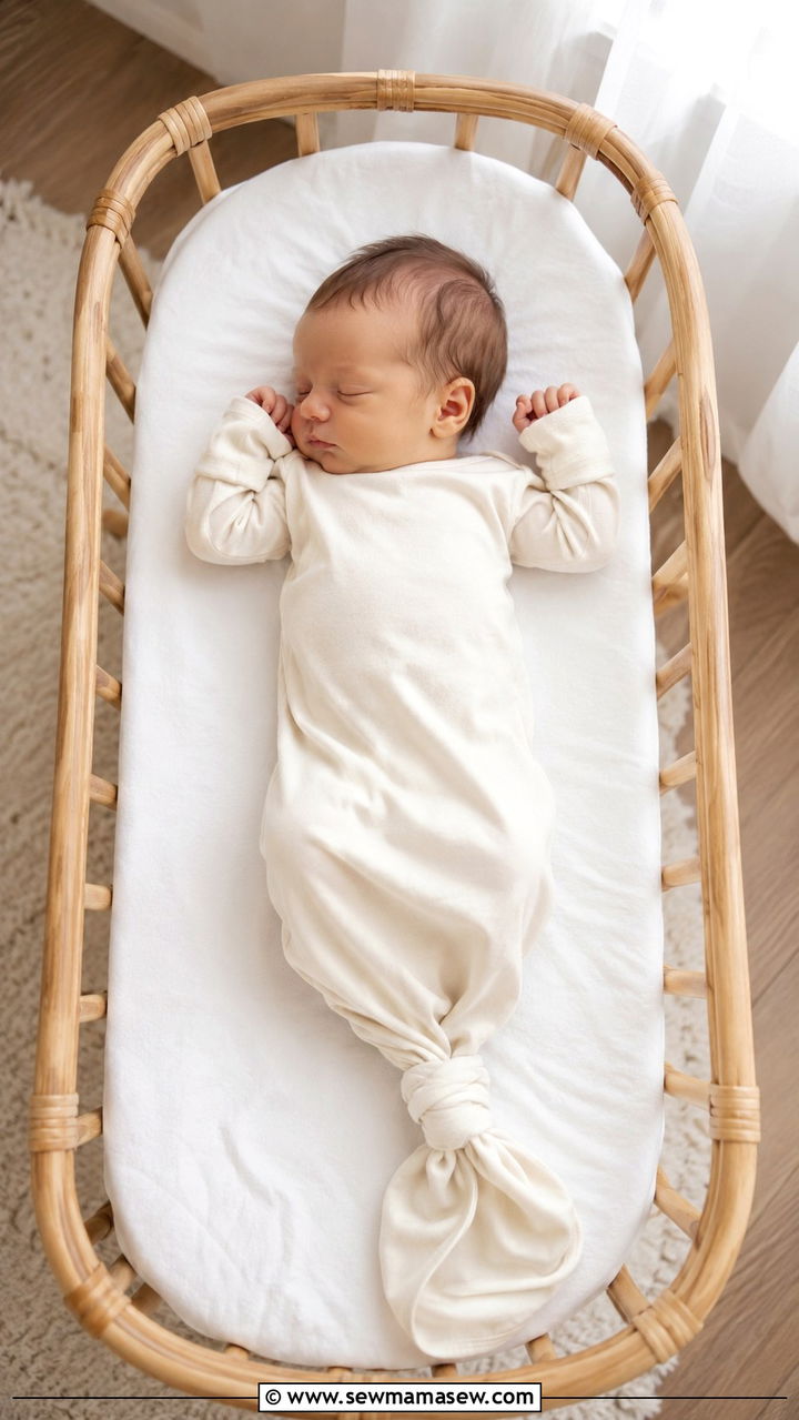 Ivory knotted sleeping gown newborn outfit - 20 Newborn lifestyle photo outfit ideas