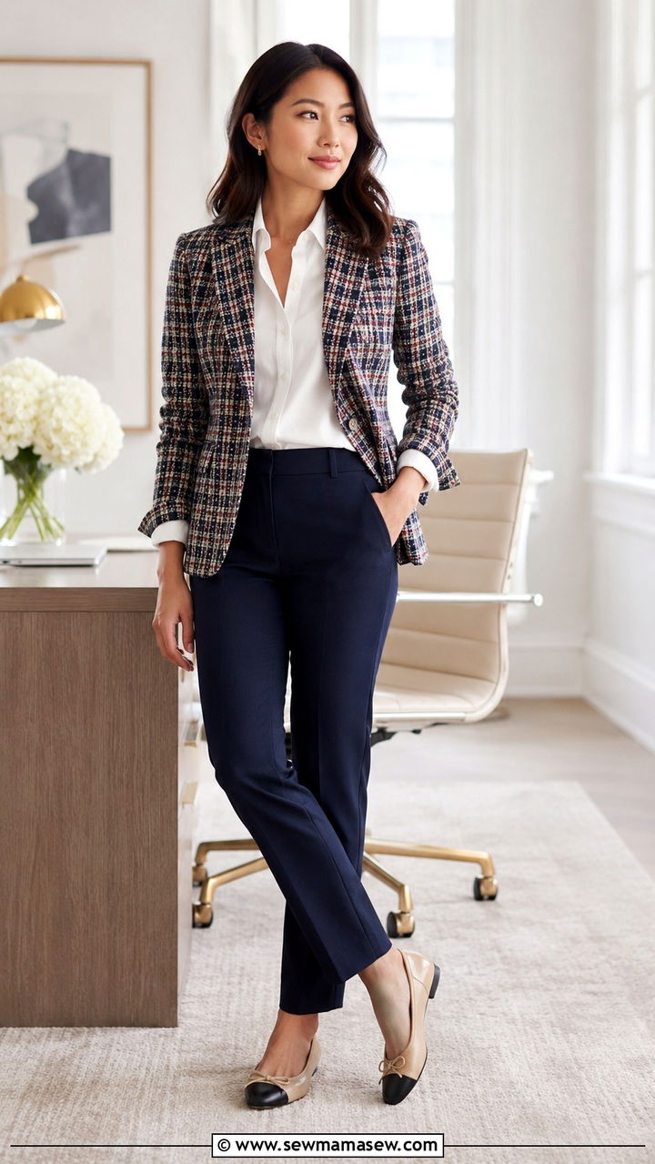 J Crew Petite Tweed Blazer and Trousers - 25 Petite outfit ideas from J Crew