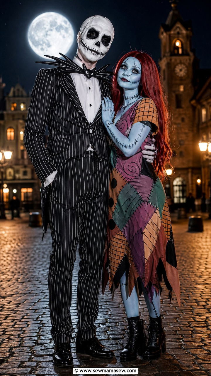 Jack Skellington and Sally Couple Outfit - 35 Disney outfit ideas for couples