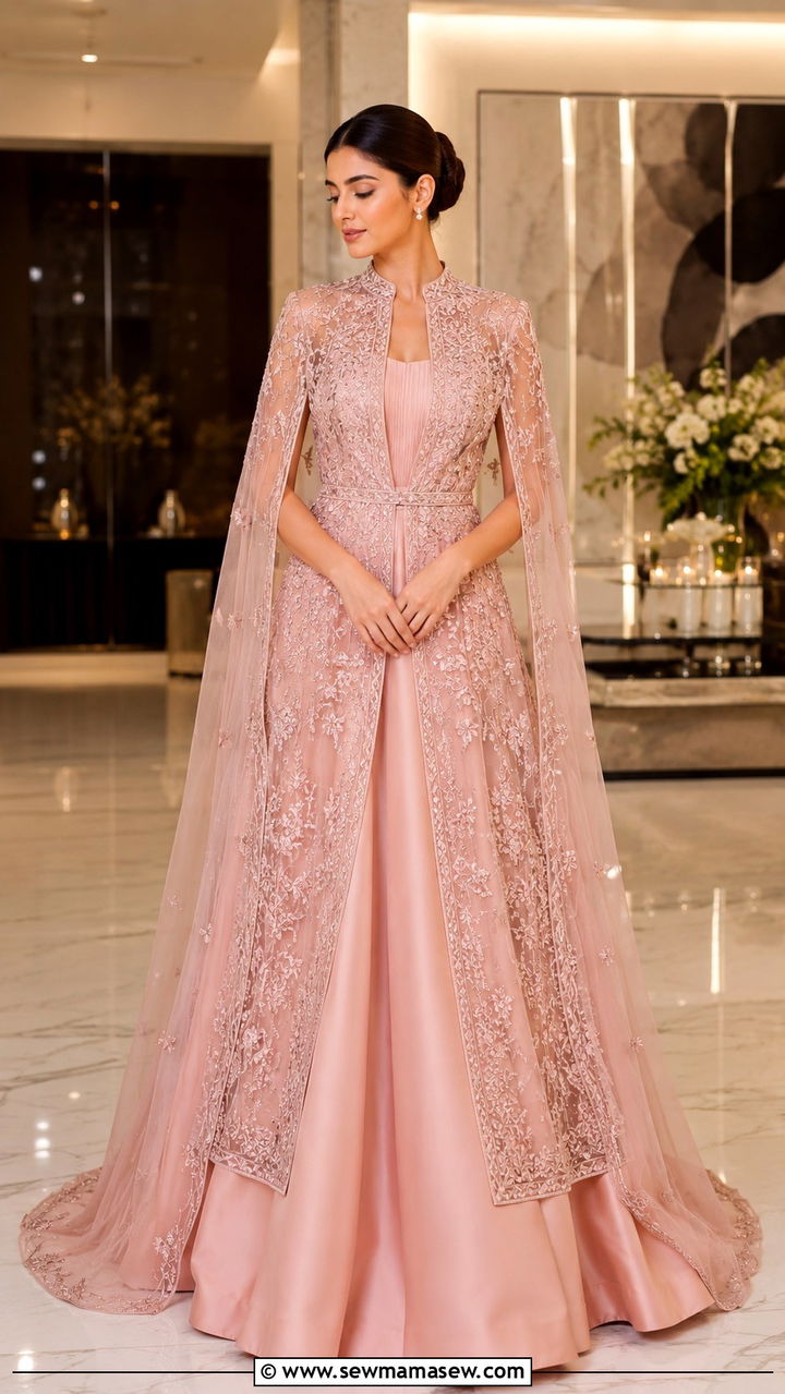 Jacket Lehenga With Cape for Sister of the Bride - 20 Modest outfit ideas for sister of the bride