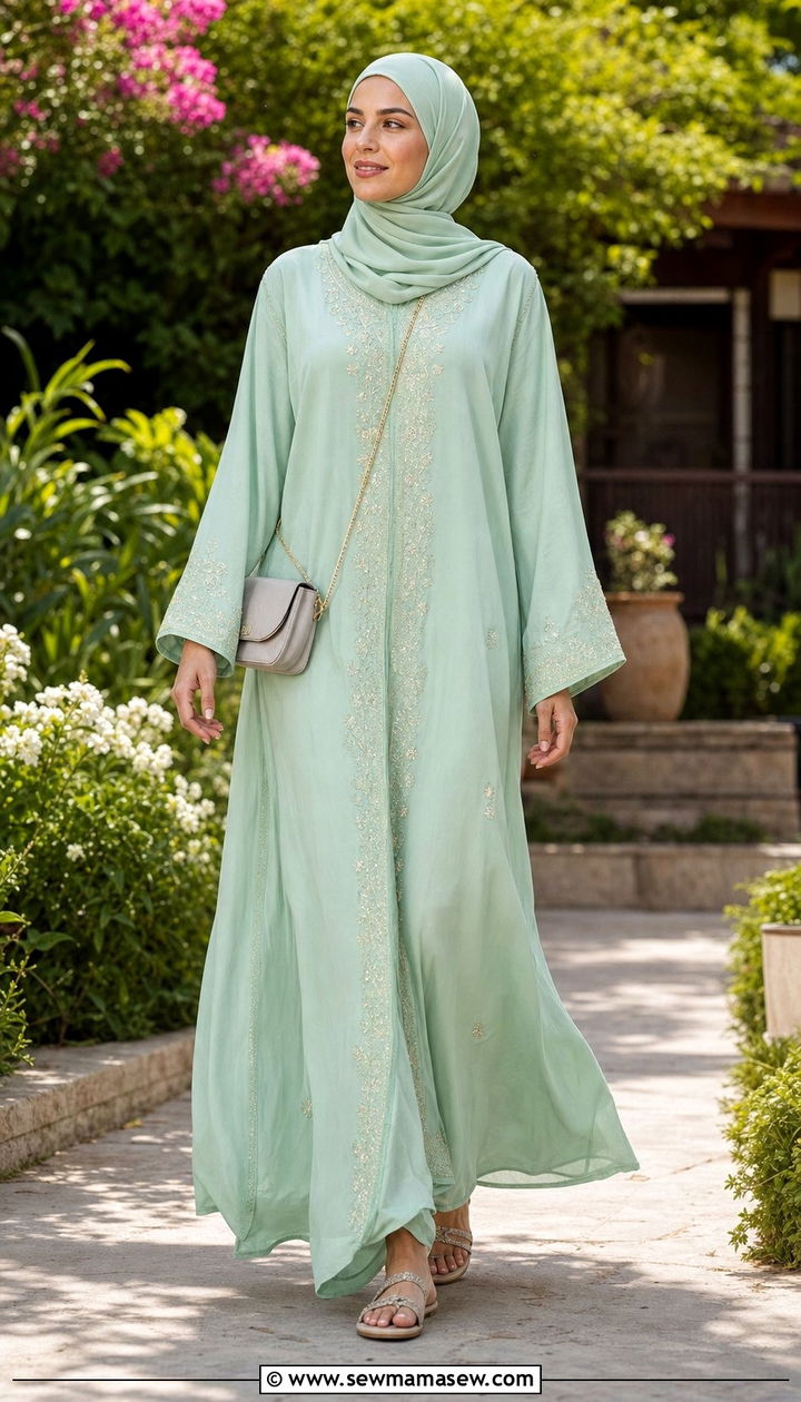 Jalabiya With Artisanal Embroidery - 25 Eid outfit ideas Arabic