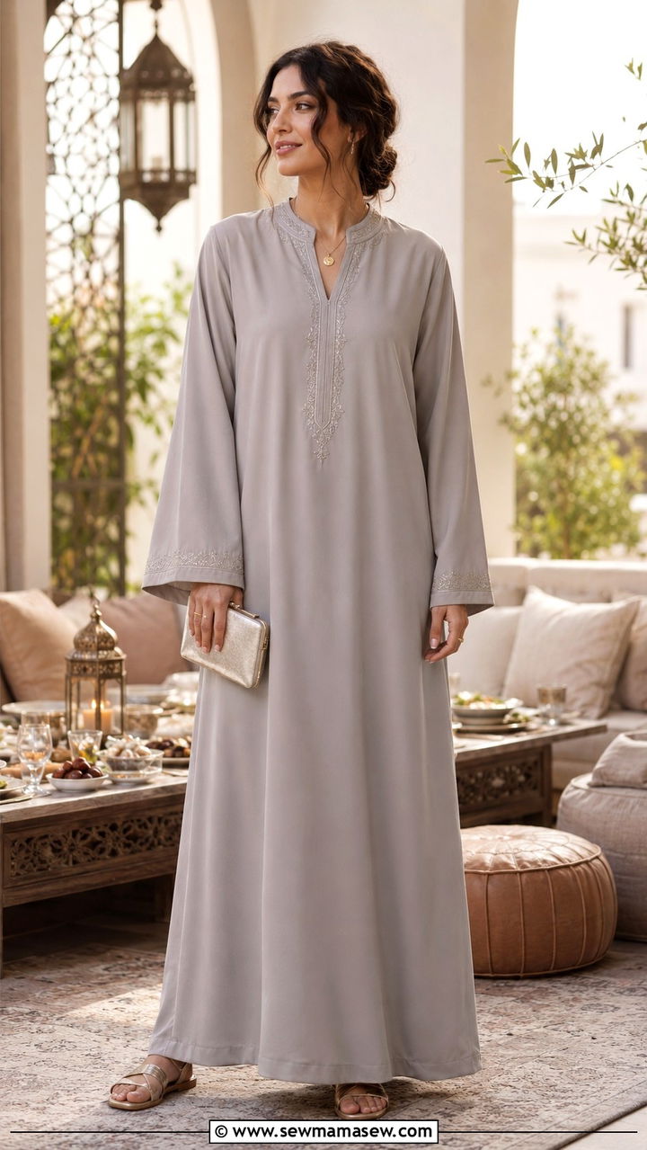 Jalabiya with Delicate Accessories - 20 Modest outfit ideas for iftar
