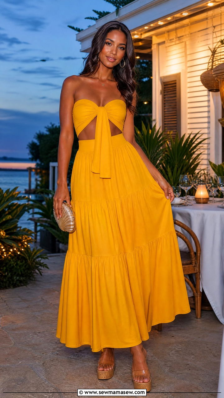 Jamaica Yellow TwoPiece Maxi Dress Outfit - 35 Jamaica outfit ideas