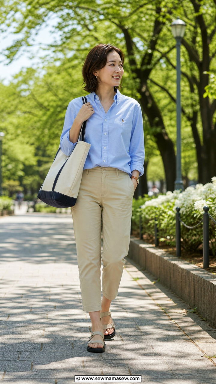 Japan Late Spring Button Down Outfit - 25 Japan packing list outfits