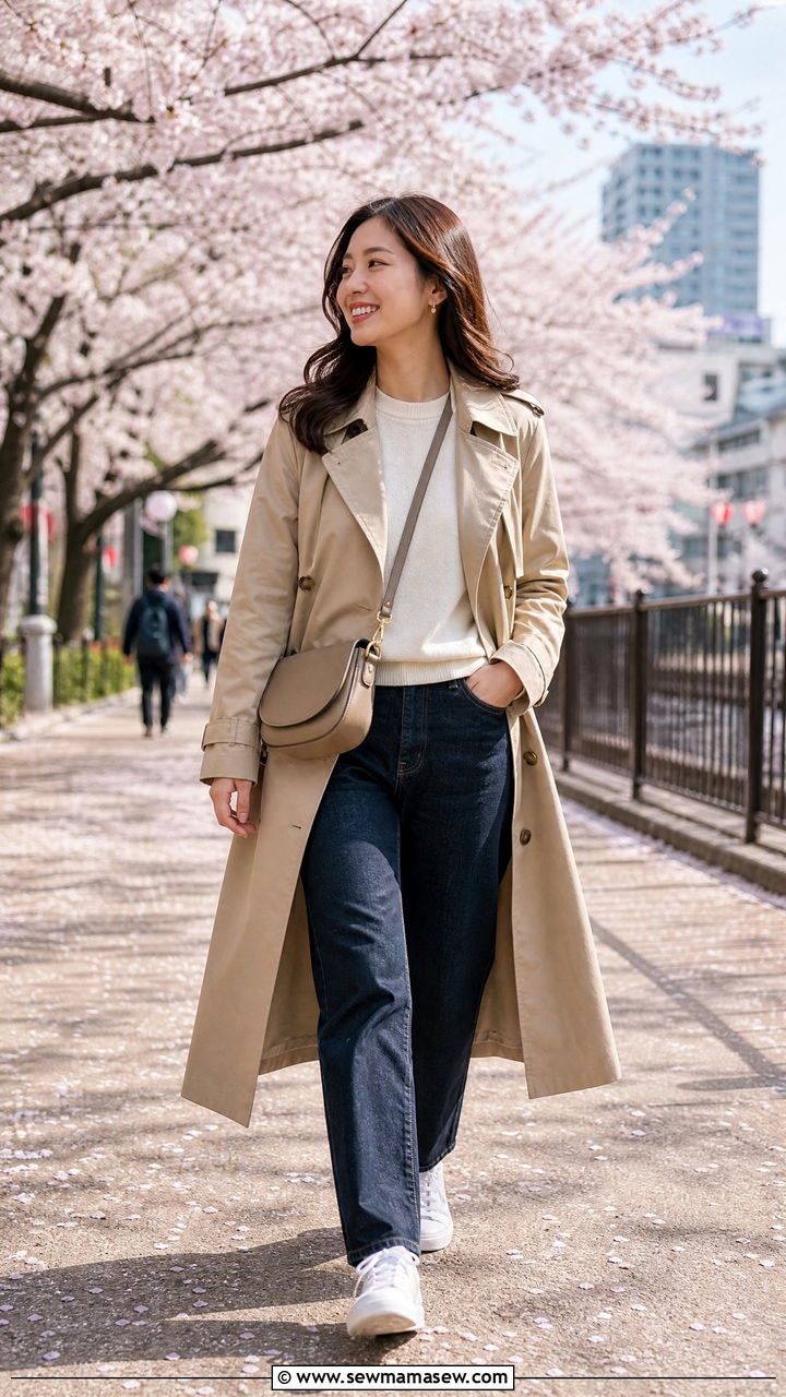 Japan Spring Trench Coat Outfit - 25 Japan packing list outfits