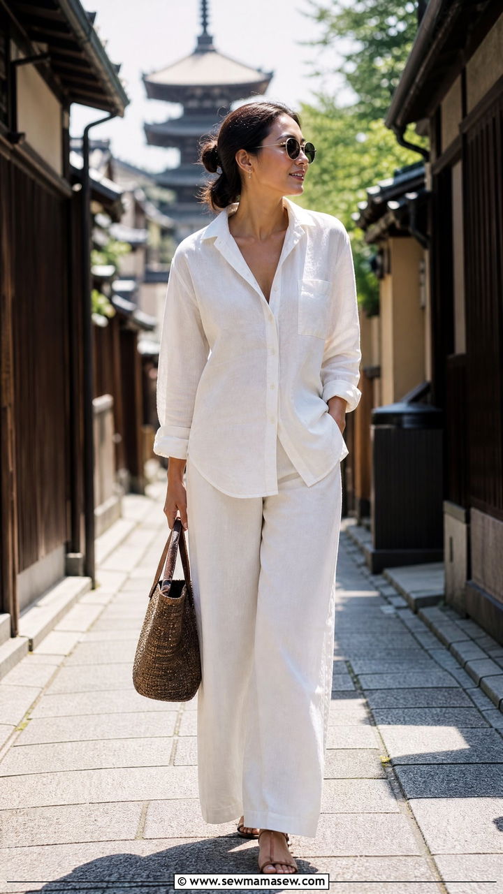 Japan Summer Linen Outfit - 25 Japan packing list outfits