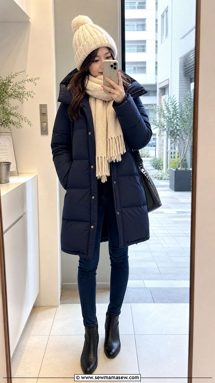 Japan Winter Puffer Coat and Boots Outfit - 25 Japan packing list outfits
