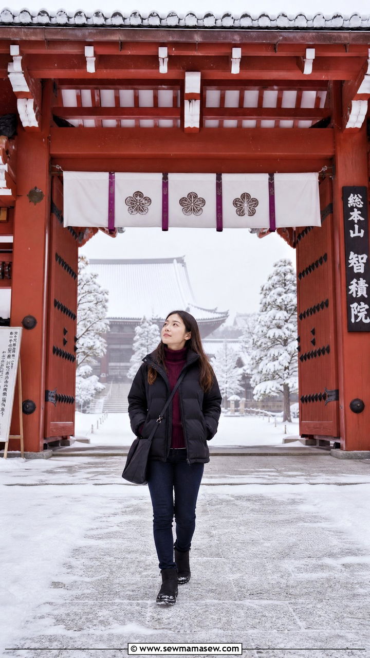 Japan Winter Temple Puffer Outfit - 25 Japan packing list outfits