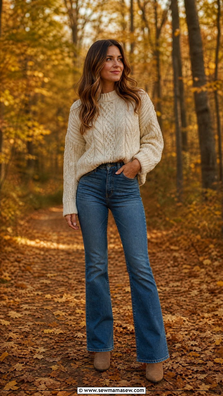 Jeans With A Cable Knit Sweater - 35 how to style jeans