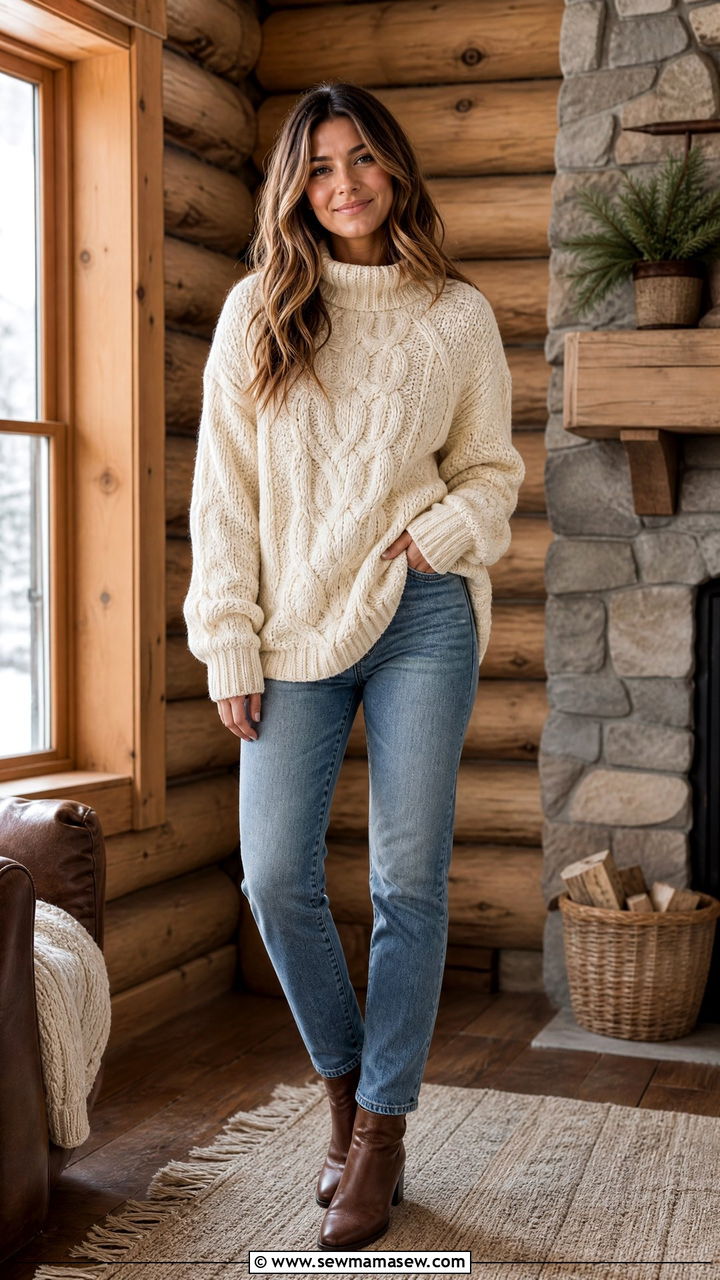 Jeans With A Chunky Knit Sweater - 35 how to style jeans