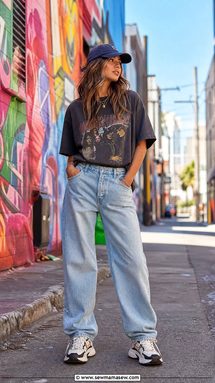 Jeans With A Graphic Tee And Sneakers - 35 how to style jeans