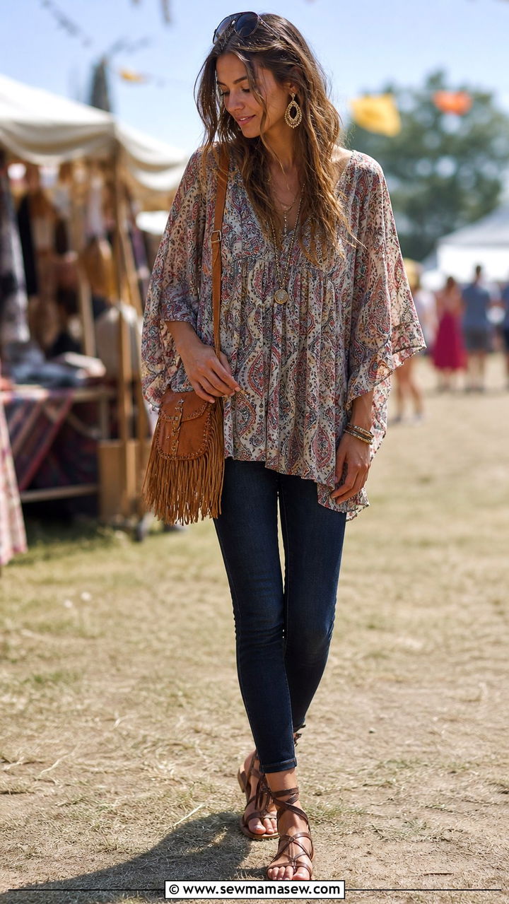 Jeans With Tunic Top And Sandals Outfit - 40 jeans outfits for women