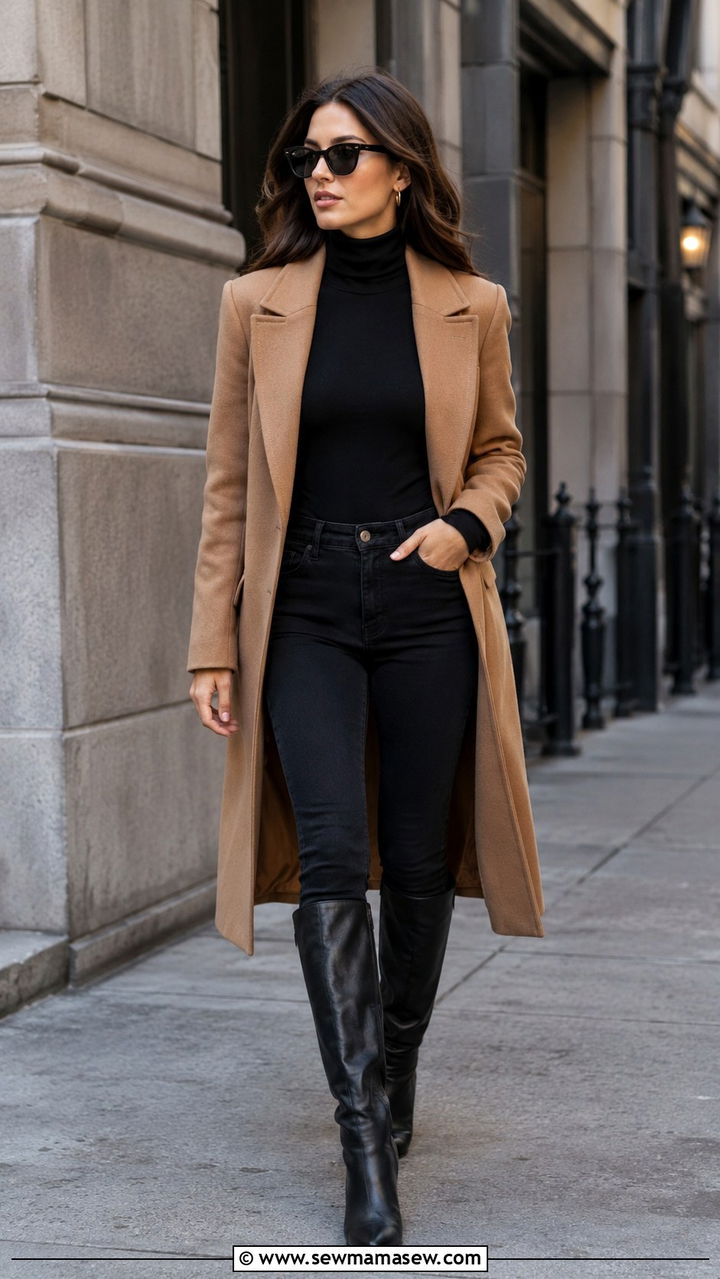 Jeans With Turtleneck Bodysuit And Knee High Boots - 30 how to style jeans outfits
