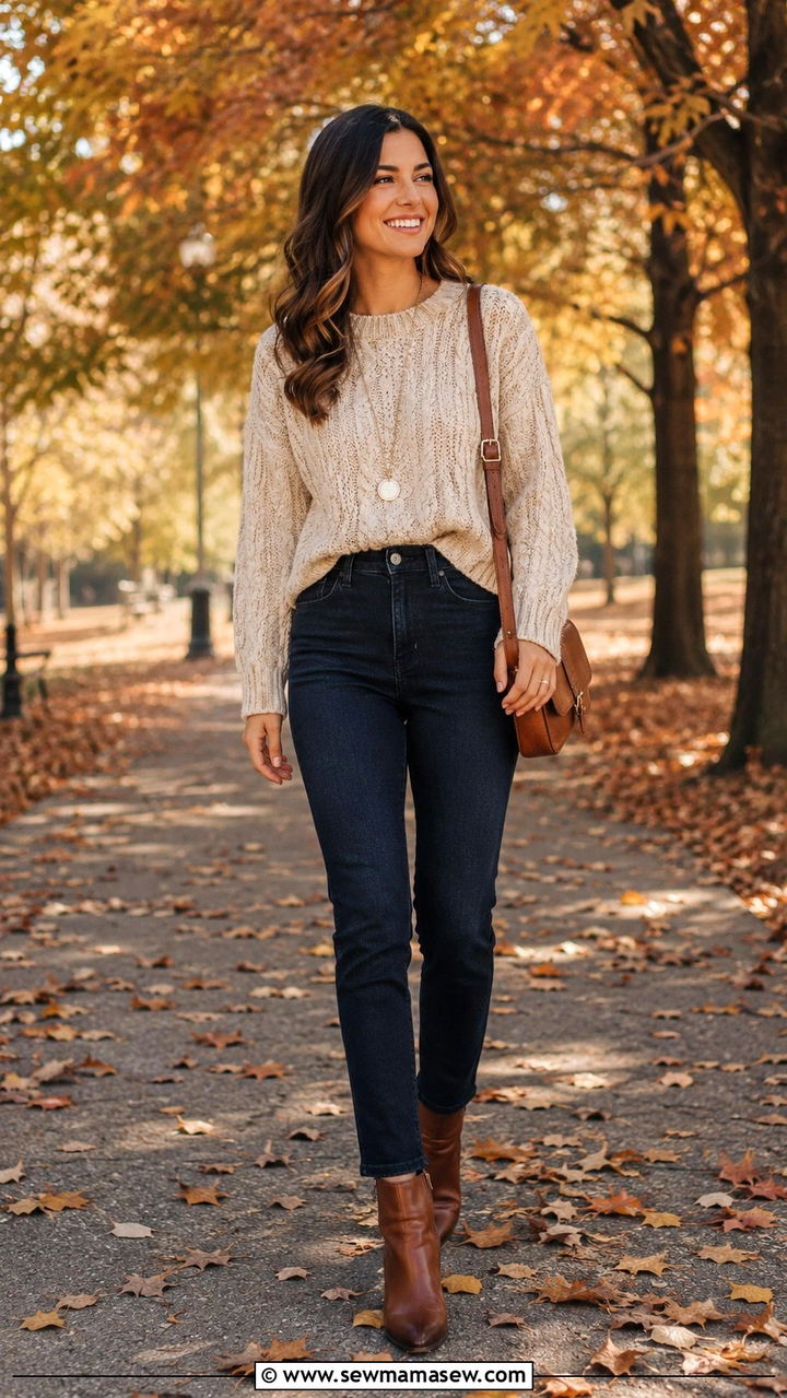 Jeans and Cozy Sweater Anniversary Photos - 20 First anniversary photo outfit ideas