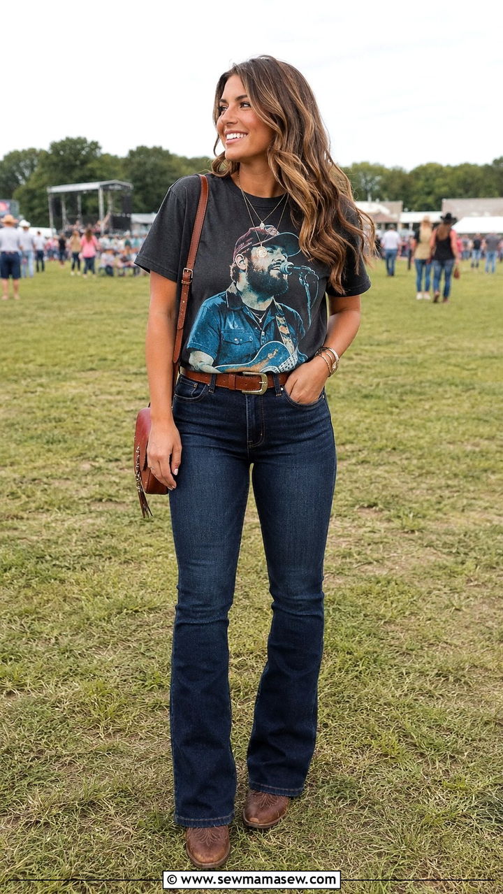 Jeans and Luke Combs Graphic Tee - 30 Luke Combs concert outfit ideas
