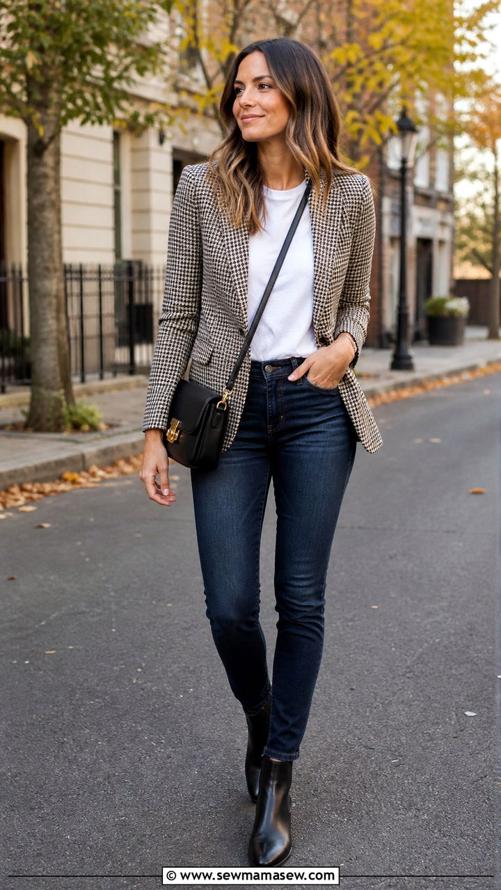 Jeans with a plaid blazer and Chelsea boots - 40 jeans outfits