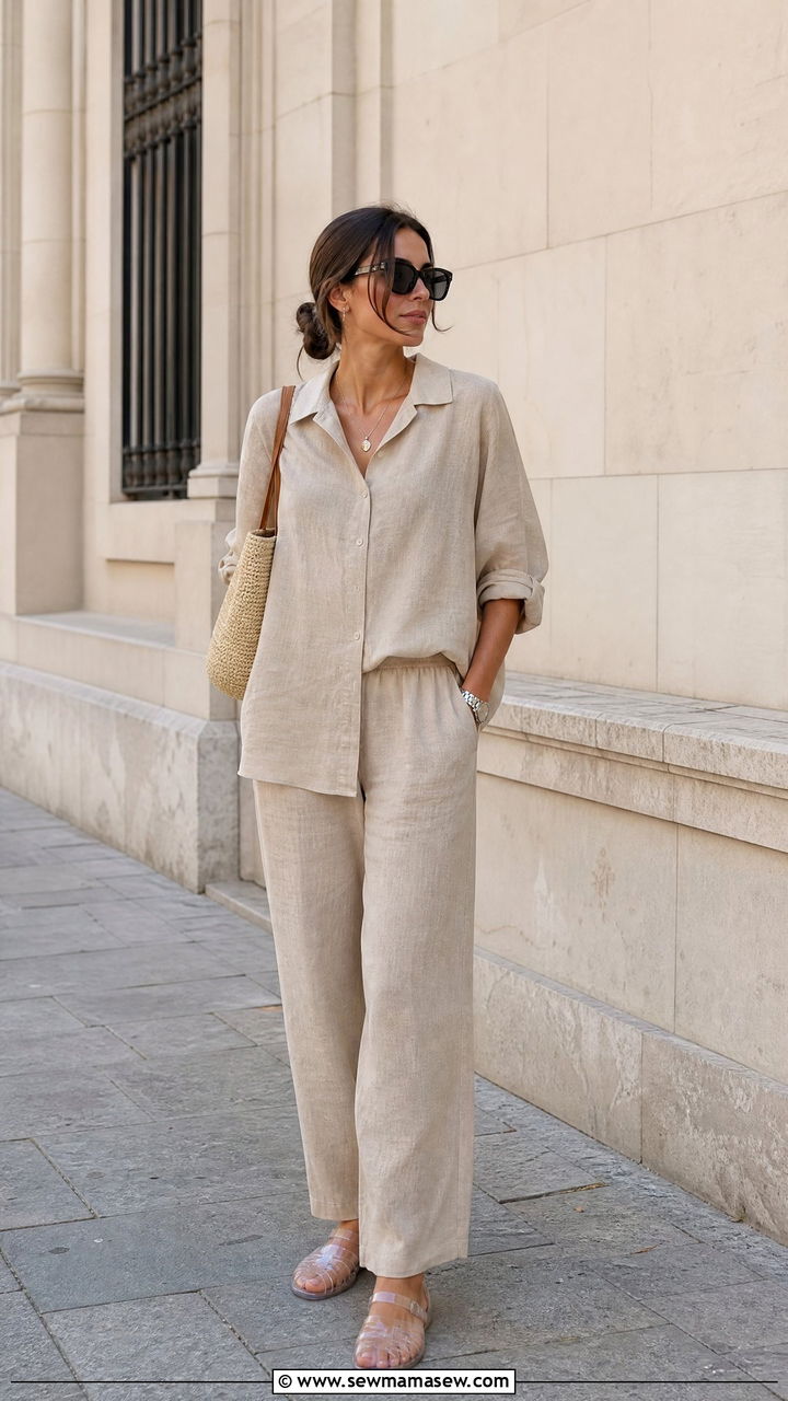 Jelly sandals with monochrome outfit - 25 Jelly sandals outfit ideas