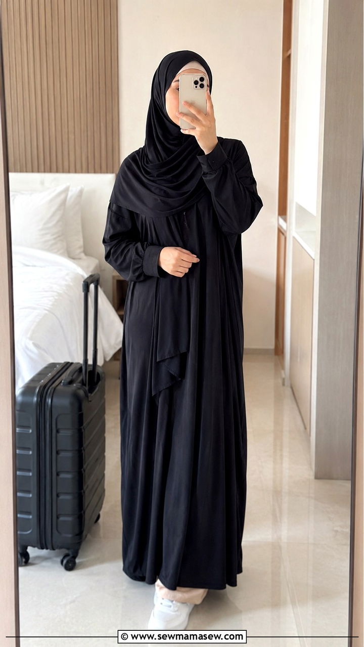 Jersey Abaya and Shayla for Umrah - 30 Modest outfit ideas for Umrah