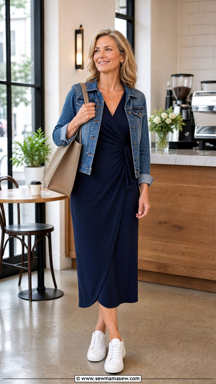 Jersey Knit Dress Outfit for Women Over 50 - 30 Dress outfit ideas for women over 50