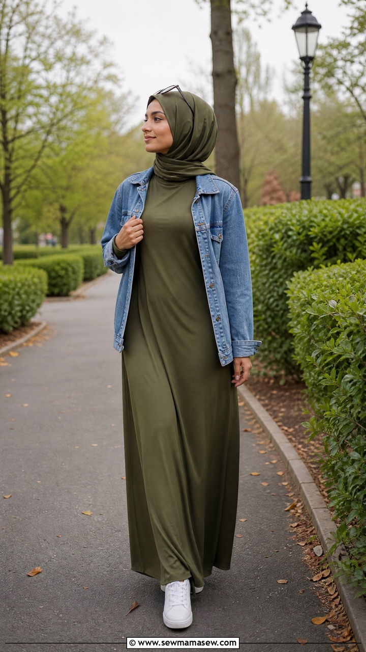 Jersey Maxi Dress with Jersey Hijab for All Day Comfort - 30 Eid outfit ideas with hijab