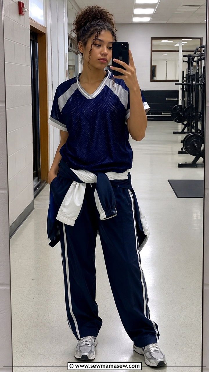 Jersey with track pants and retro sneakers - 30 School outfit ideas with jersey