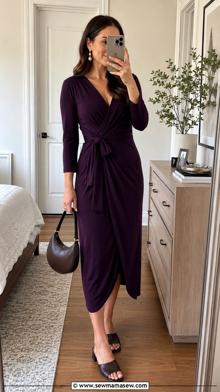 Jersey wrap dress for PhD hooding ceremony - 20 PhD hooding ceremony outfit ideas