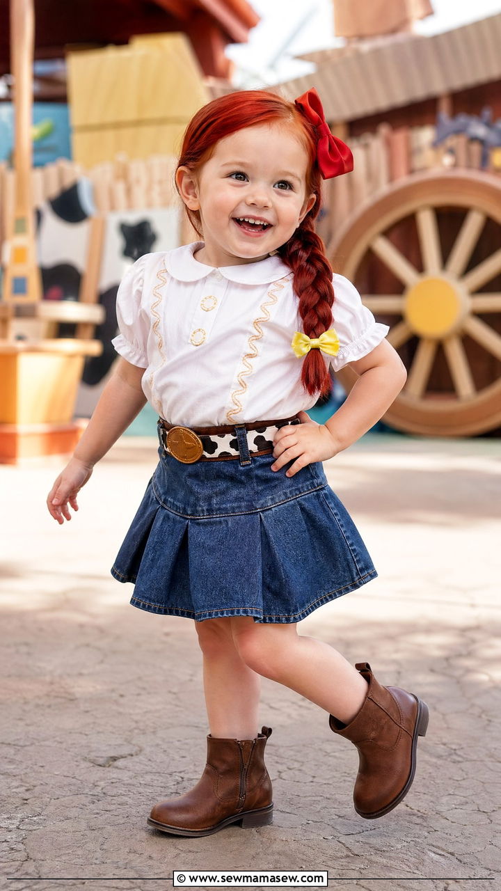 Jessie Cowgirl Outfit With Denim Skirt - 35 Disney outfit ideas for toddlers