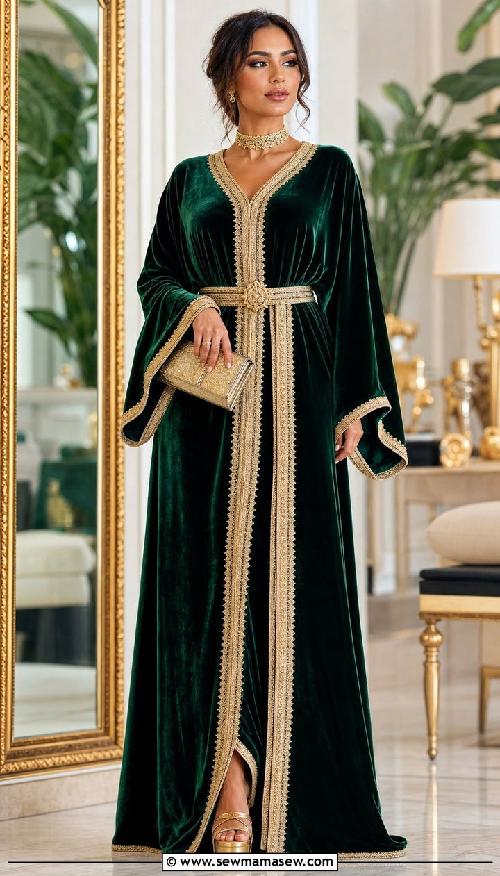 Jewel Tone Moroccan Kaftan Evening Outfit - 25 Eid outfit ideas Moroccan