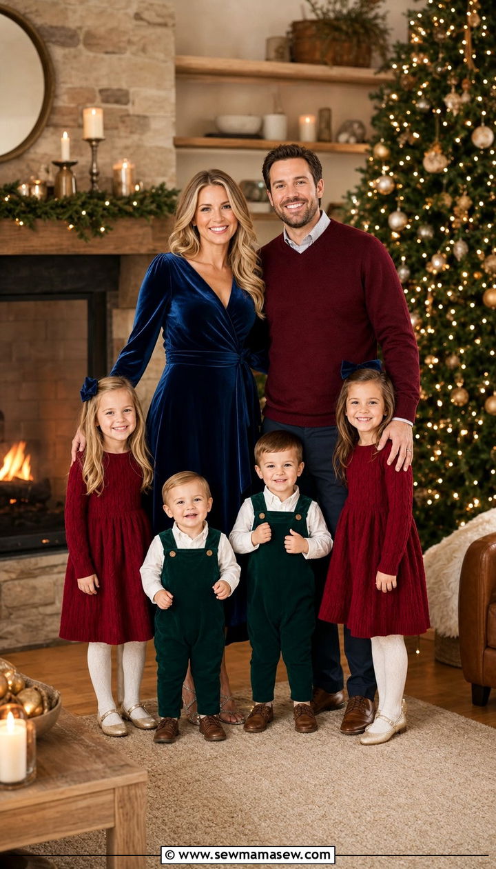 Jewel Tone Velvet and Knit Family Photo Outfit - 25 family photo outfits aesthetic