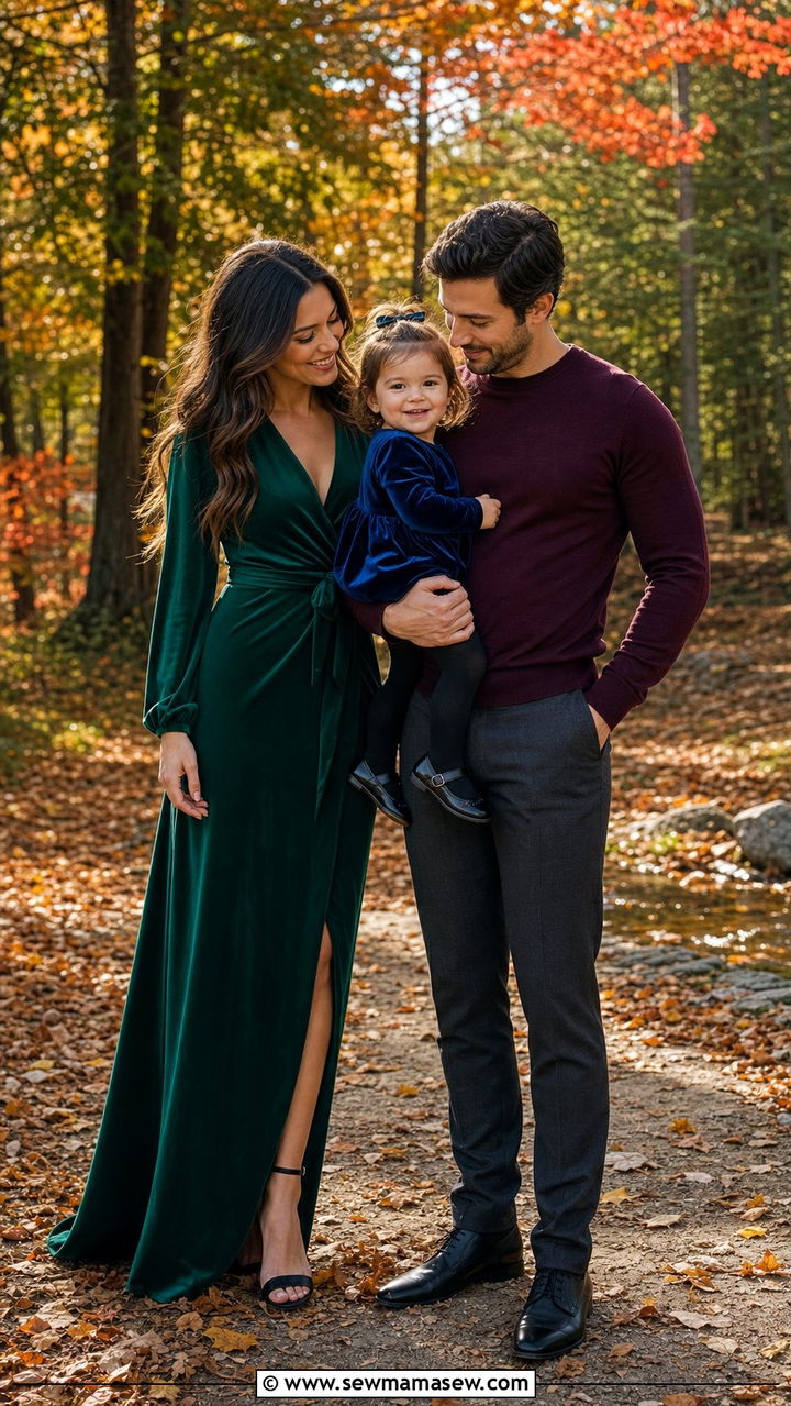 Jewel tone family photo outfit with toddler - 25 Family photo outfit ideas with toddlers
