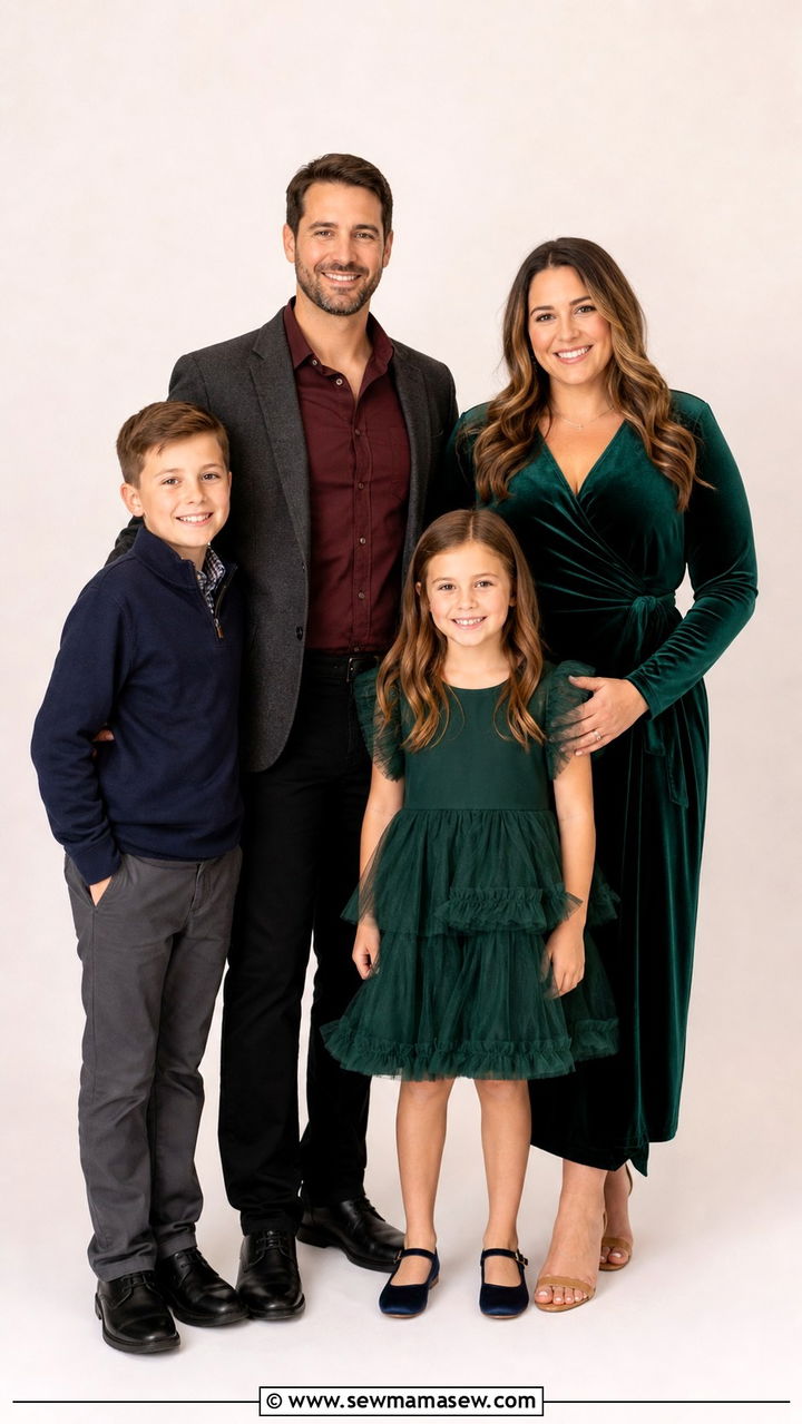 Jewel tone studio family photo outfits - 40 Family photo outfit ideas