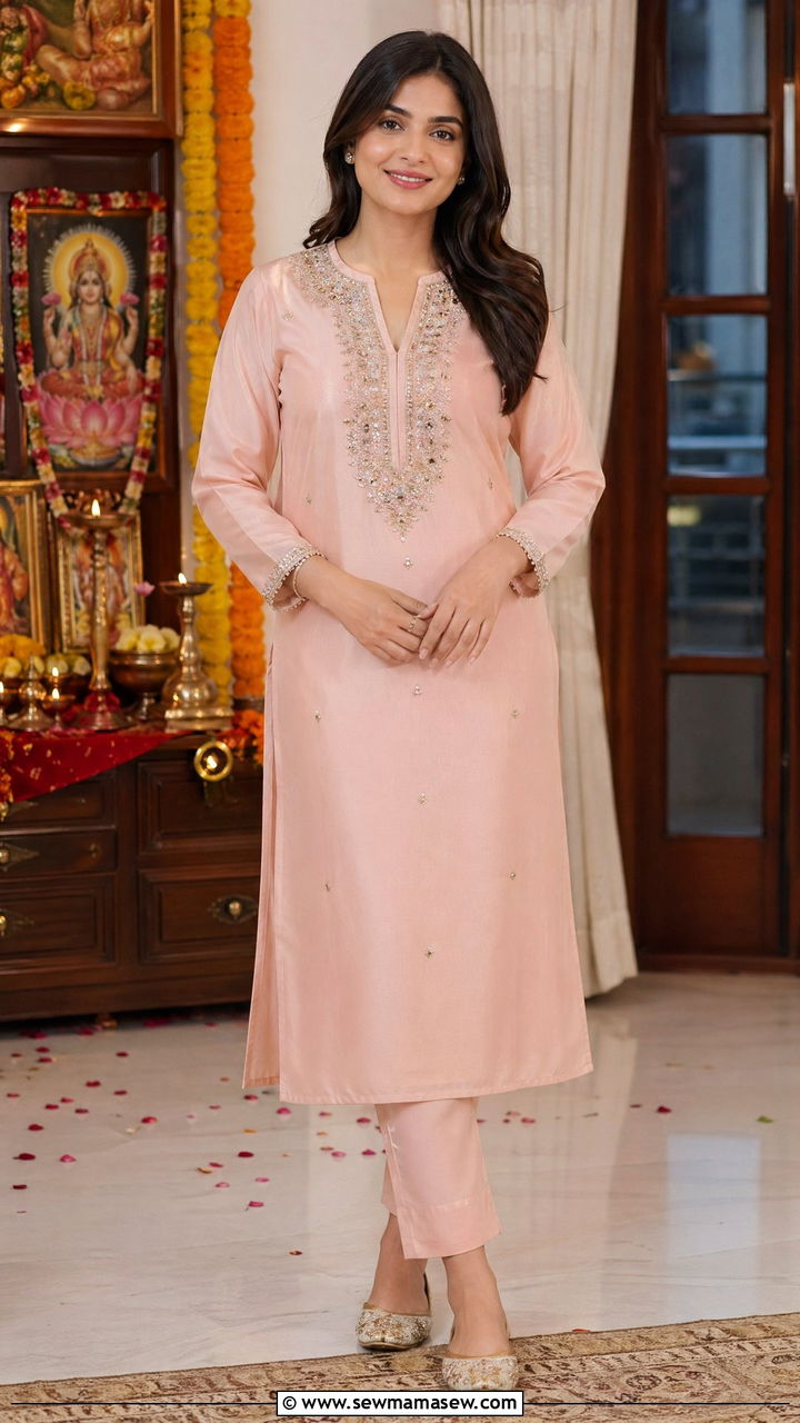 Jewelled Neck Kurta Set - 35 Diwali outfit ideas